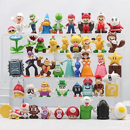 Super Mario-figurer Figur 48 stykker leketøyfigur Peach Wario Bowser Luigi etc KLB