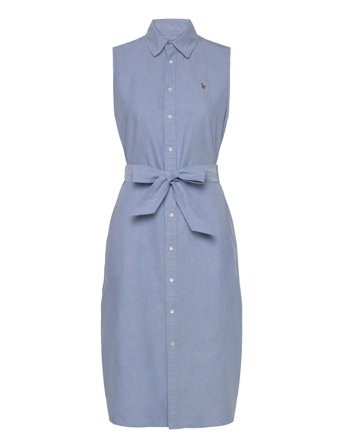 Belted Oxford Sleeveless Shirtdress Blue Polo Ralph Lauren