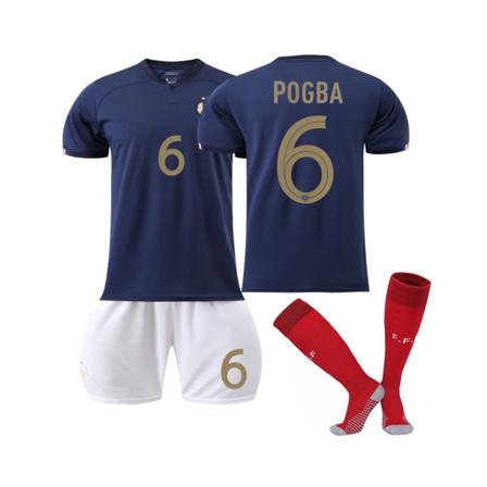 (Qatar Fotbolls-VM 2022 Frankrike Hem Pogba #6 Fotbollströja Herr T-shirts Set Barn Ungdom Adult XL?180-190cm?