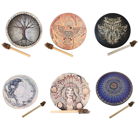 Shaman Tromme Sibirisk Tromme Spirituel Musik Tromme Med Livets Træ Kunst Hjem Decor