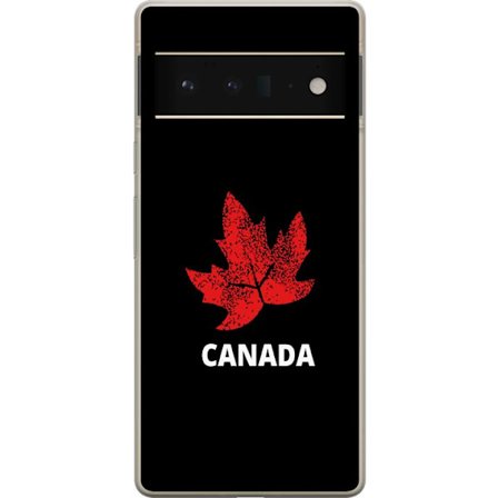 Kompatibelt Mobildeksel til Google Google Pixel 6 Pro Grafisk lønnebladsymbol i rødt mot svart bakgrunn med tydelig kanadisk referanse og minimalist
