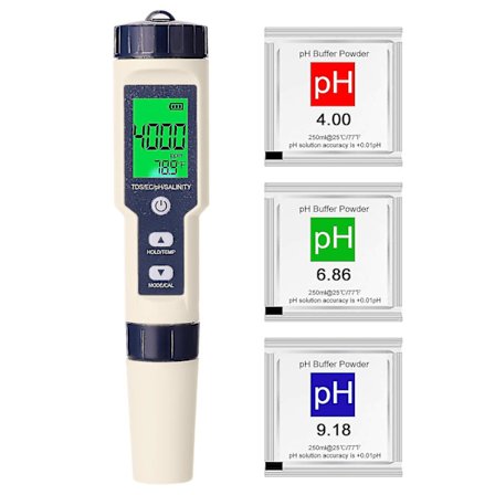 5 in 1 Ammattimainen moniparametri-yhdistelmätestausmittari PH/EC/TDS/Suolaisuus/Lämpömittari DigitaalinenBY