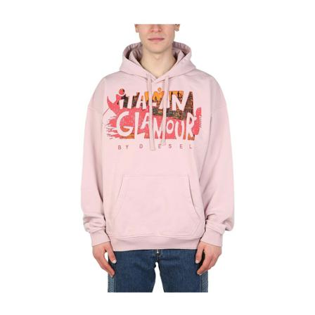 Diesel Sweatshirt With Print Pink, Herre Hættetrøjer
