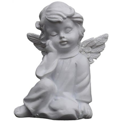 Vit Baby Prayer Angel Statyer Ornament Hem Desktop Decor Resin