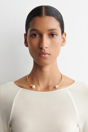 COS Femme Collier Ras-Du-Cou Perles De Culture in Doré