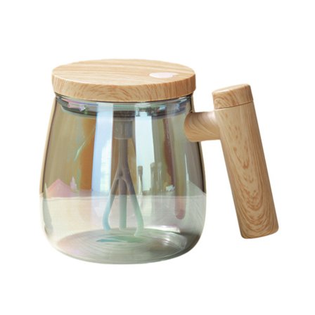 Elektrisk højhastigheds blandekop, kulde- og varmebestandig selvomrørende glaskrus til hjemmet 400 ml regnbueblå