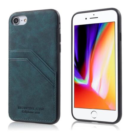 IPhone 7 / 8 mobilskal syntetläder silikon kortficka - Blå Blå