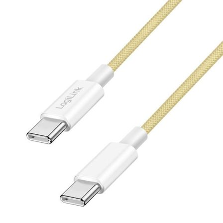 USB-C till USB-C-kabel - Logilink - CU0353 - 1 m - Gul - 60 W - Snabbladdning - Dataöverföring - Nylon