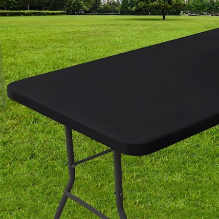 Rektangulær dug, vandtæt polyester elastisk dug, passer til 6ft foldebord camping, udendørs (Sort, 76,20 cm X 182,88 cm)