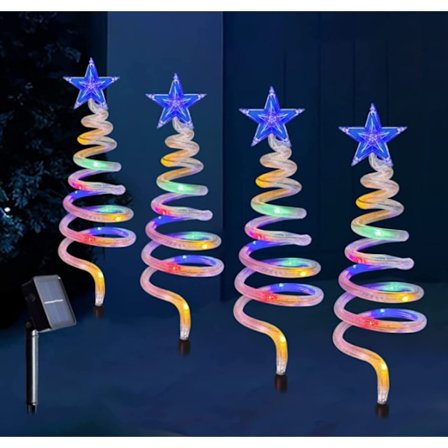 Sett med 4 Spiralformede Julgran Sti Markeringslys 40 LED Utendørs