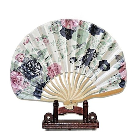 Vifte - Skjellformet bølget [Brun] - Hvit/rosa/blå