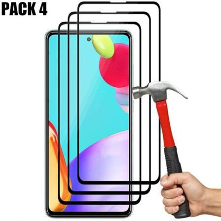 Pakke 4 hærdet glas til Samsung A52S (6,5") sort glasbeskytter Hårdhed Anti-ridse Anti-olie resistent