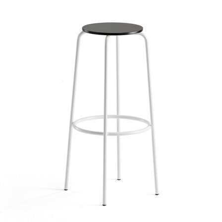 Barstol TIMMY, hvidt stel, sort sæde, H 830 mm