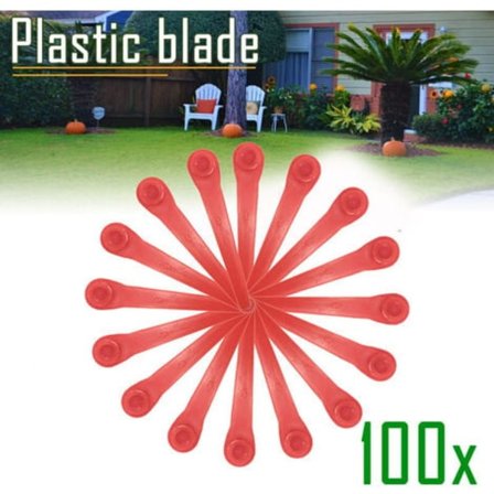 TS-Set med 100 reservblad PA6 RotorCut kompatibla med Gardena Trimmer, Plastblad för Gardena Sladdlös Trimmer