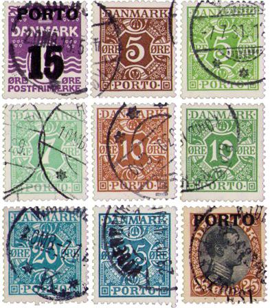 Danmark 1921 - 9 portomærker - Stemplet
