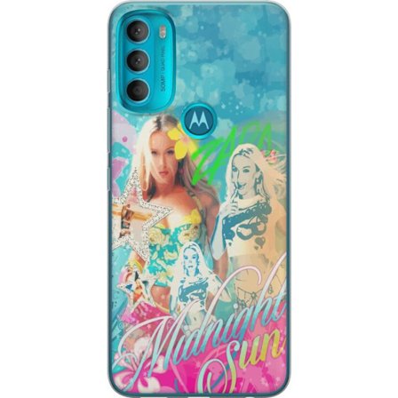 Kompatibelt Mobildeksel til Motorola Moto G71 5G Eventyrverden med Steve, Creeper og dyr i fargerik blokkgrafikk