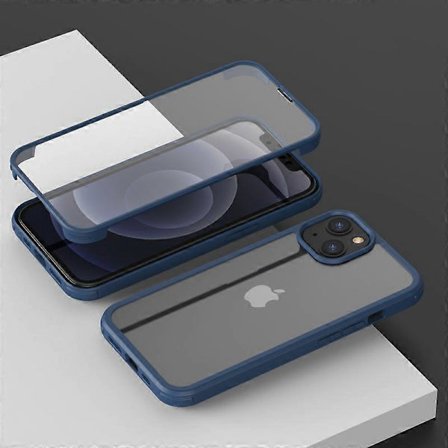 Ripebestandig tosidig herdet glass + TPU kant telefondeksel for iPhone 13 6.1 i