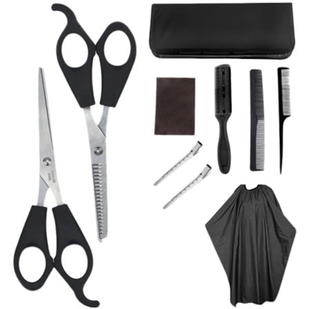 10-osainen hiusten leikkaus- ja muotoilutyökalusarja