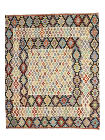 Kilim Afghan Old Style Rug 260X298 Brown/Black Large Wool, Afghanistan