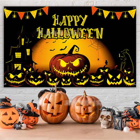 1,5 m Halloween Party Scene Bakgrunn Banner Gresskar Vegg Dekal #3