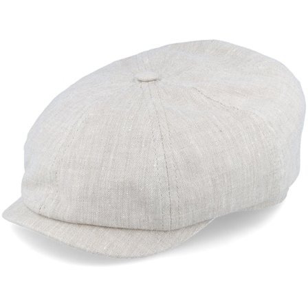 CTH Ericson - Beige Flatcap Cap - Alan Linen Natural Flat Cap @ Hatstore