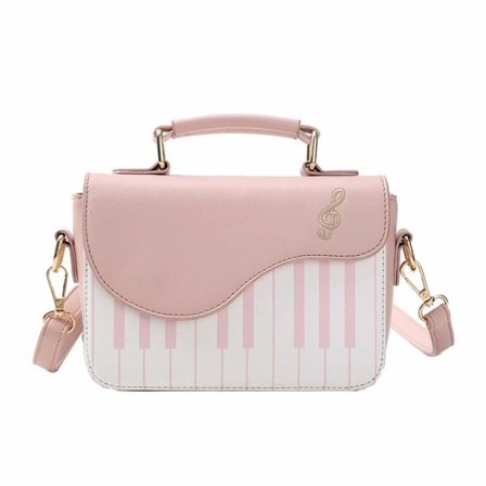 IC Snygg Pianoformad Handväska för Dam, Axelväska, Crossbody Messenger Bag för Kvinnor (Rosa)