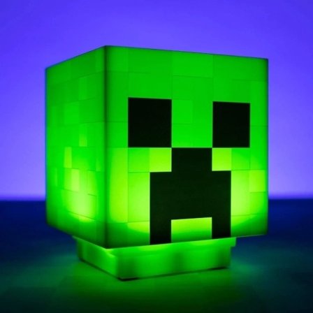 Minecraft Creeper Lampa, Dekorativ Nattlampa, LED-lampa med Spel-ljud, Uppladdningsbar, Sänglampa, Vägglampa (Grön)-Xin