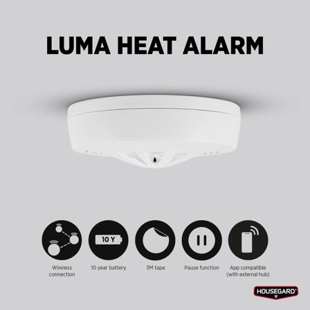 Housegard Luma trådløs varmealarm HA450 inkludert 10-års batteri