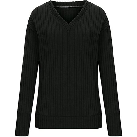 Kvinnors casual V-ringad långärmad stickad tröja klassisk enfärgad stretchig vinter varm pullover jumper toppar