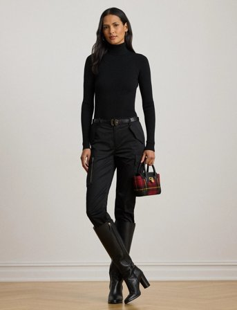 Lauren Ralph Lauren Ribbed Turtleneck Sweater - Black - XL