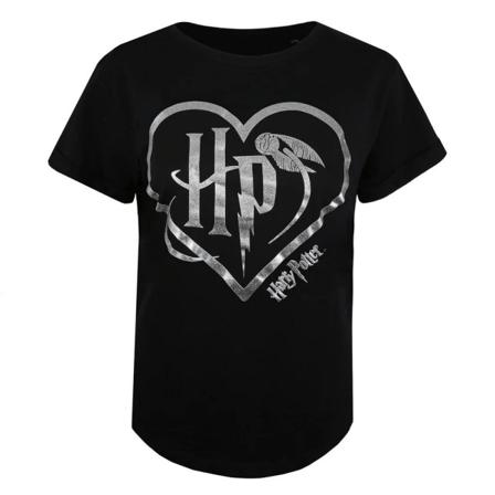 Harry Potter Hjärta T-shirt För Dam/dam L Svart/silver