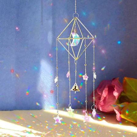 Starlight-kristalli aurinkosieppari, Prisma aurinkosieppari, Värillinen kristallihelmi aurinkosieppari, Sateenkaarikristalli Prisma tuulikello roikkuu