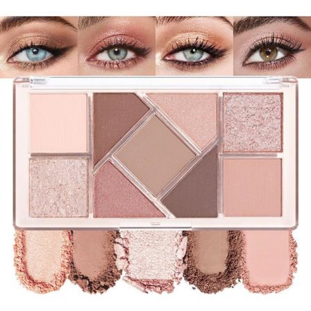 Øjenskyggepalette, 9-farvet Taupe Mat Shimmer Makeup, Vandfast Langtidsholdbar Blendbare Skygger til Modne Kvinder og Daglig Brug