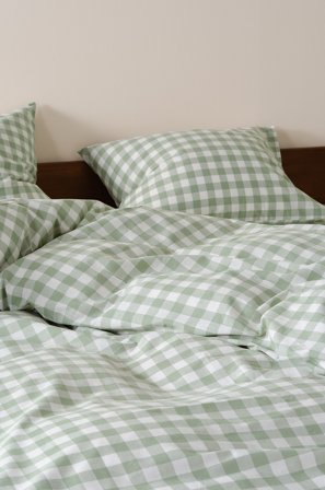 Jotex - Putetrekk Økologisk Grågrønn/hvit - LAUREN - Kjøp Putevar hos Jotex