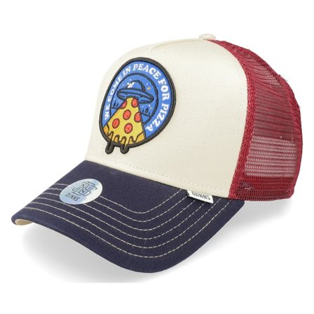 Djinns - White trucker Caps - Hft Cap Food Peace Pizza Fossil White/Red/Navy Trucker @ Hatstore