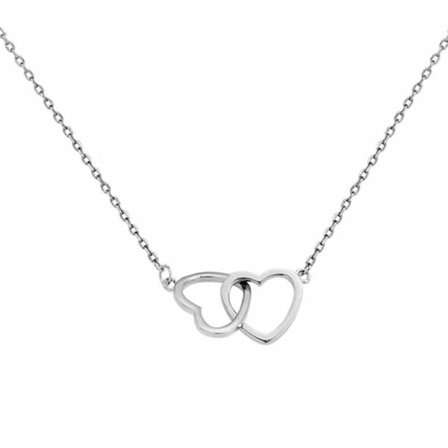 Sammenlåst Hjerte Sterling Sølv Anheng Halskjede Choker Halskjede