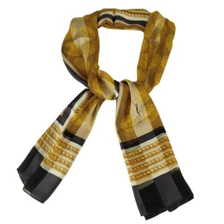 Yves Saint Laurent Vintage, Pre-owned Silk scarves Geel, Dames, Maat:ONE Size,strepen