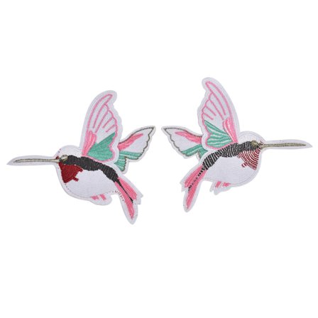 2 kpl DIY kangas kirjailtu paljetteja lintu paikka ompelu tarra vaatteet tarvikkeet