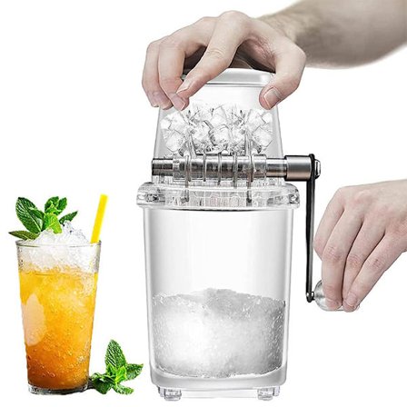 Manuell isknuser roterende isknuser cocktail slush-maskin isbit knust smoothies isknuser maskin hjem 1,25L(gjennomsiktig)