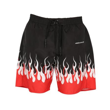 Vision OF Super Swimsuit With Flame Print Sort, Herre Badeshorts