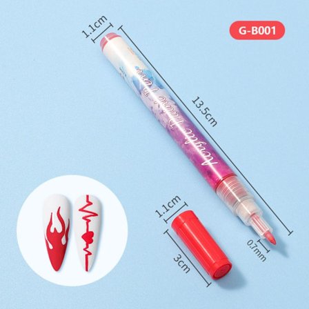 Ultra Thin Curve Manikyr Marker 3D Nail Art Pennor G-B001 G-B001
