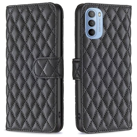 Matt Motorola Moto G41 / Motorola Moto G31 fodral med rombmönster - Svart