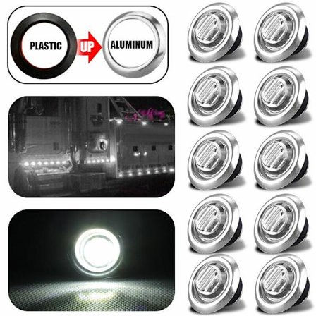10X 3/4" 12V LED-merkkivalo Kuorma-auto Perävaunu RV Pyöreä Sivu Luoti Ilmaisin Valkoinen