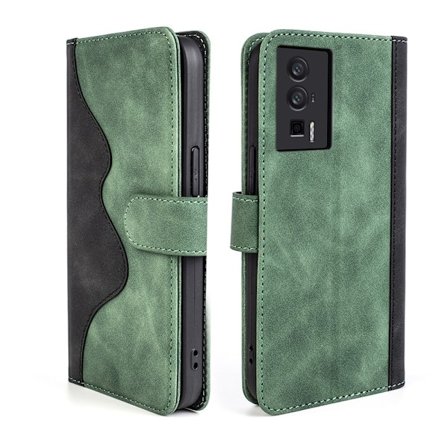 Tvåfärgat Xiaomi Redmi K60 / Xiaomi Redmi K60 Pro fodral i läder - Grön