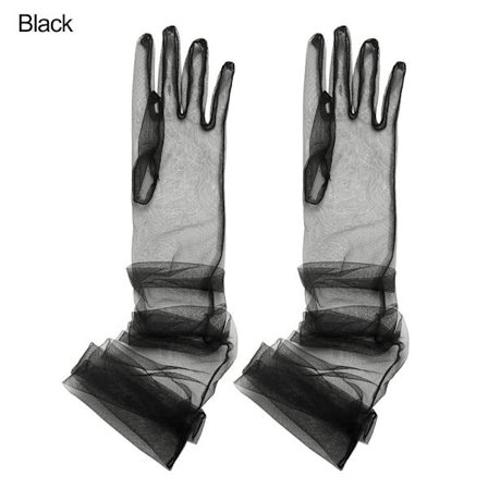 1 par tyllhansker bryllupshansker SVART Black_YF