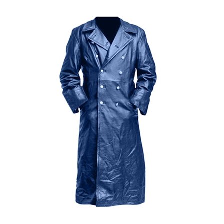 Herrar Läder Trenchcoat Full Längd Vintage Konstläderjacka
