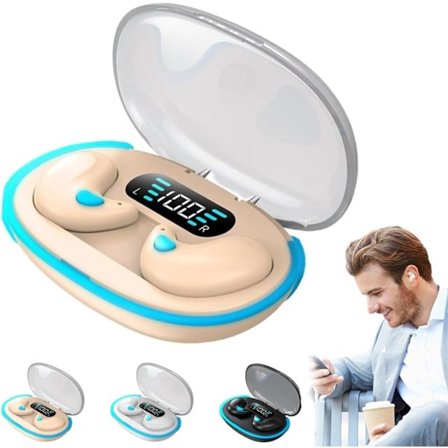 Benlednings Bluetooth Sömnlurar, 5.3 Trådlösa Brusreducerande In-Ear Sportlurar (Beige)