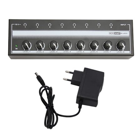 Kuulokevahvistin Ammattikäyttöön Suuritehoinen Plug and Play 8-kanavainen Stereokuulokevahvistin 100‐240V EU-pistoke