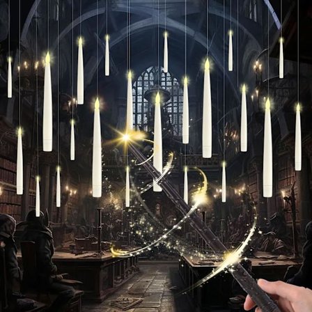 12-Pack Svävande LED-Ljus med Trollstav – Varmvitt Ljus för Jul- och Halloween-Dekorationer samt Feststämning