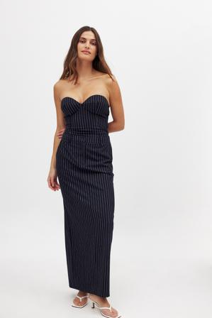 NA-KD Randig maxikjol - Maxikjolar - Navy,Stripe - EU 32